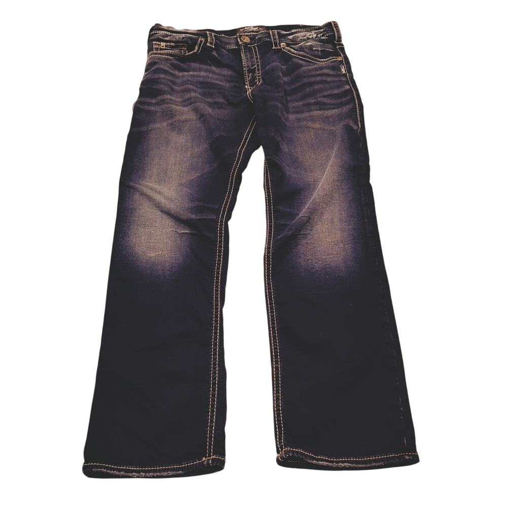 Silver Men’s Relaxed Boot Bootcut Blue Jeans 36x32 Dark Wash Zac M42408SWK351